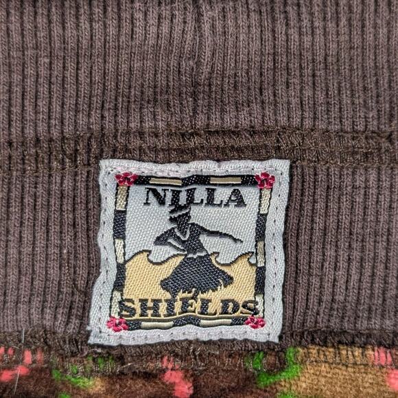 Nilla Shields Pants M Womens Boho Paisley Fleece Lounge Flare USA Cotton Spandex - Picture 3 of 4